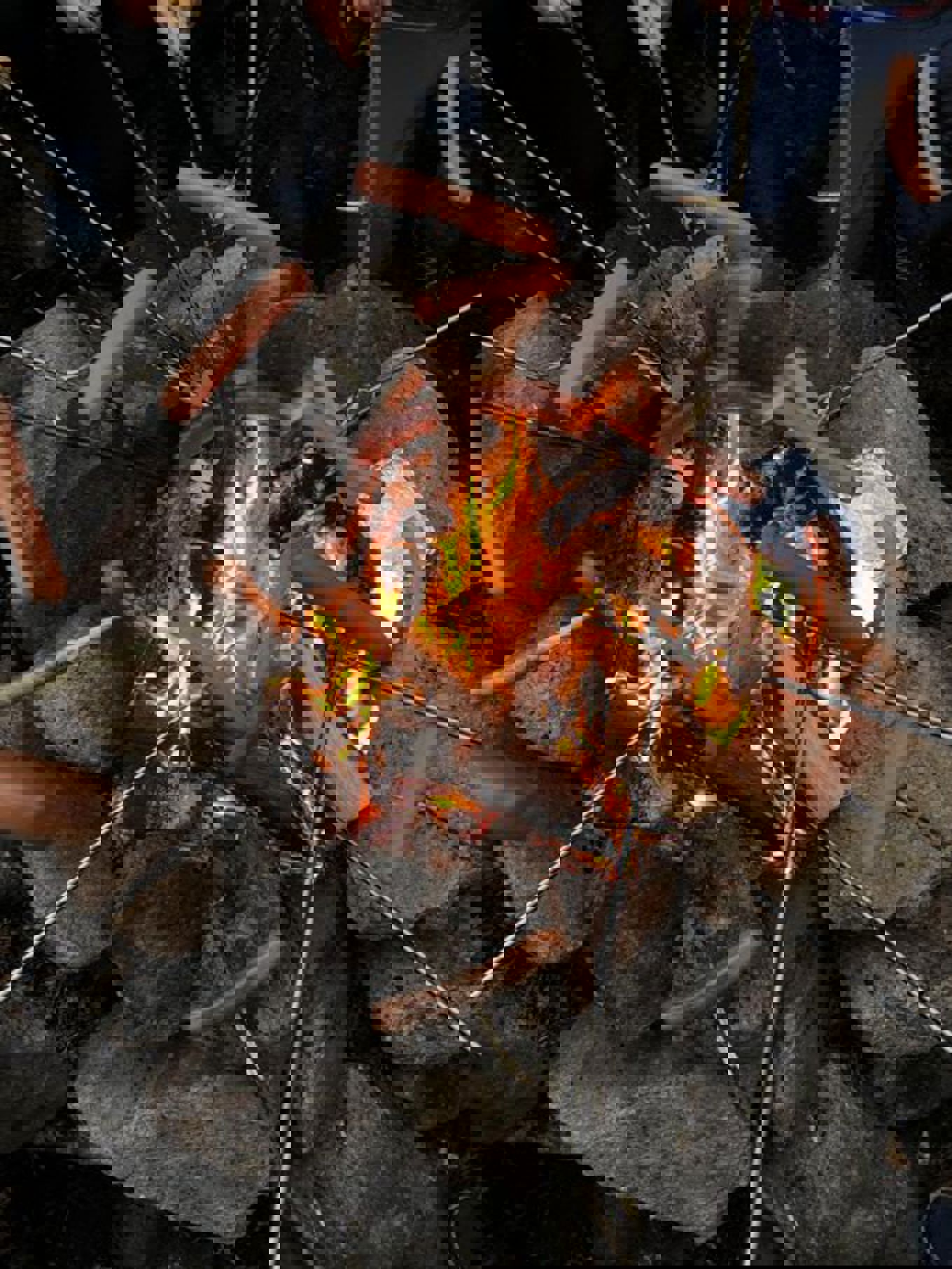 en ild som brenner i en grop