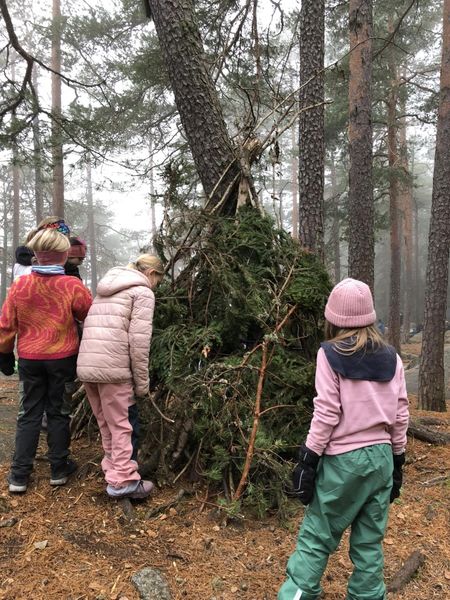 En gruppe mennesker i skogen