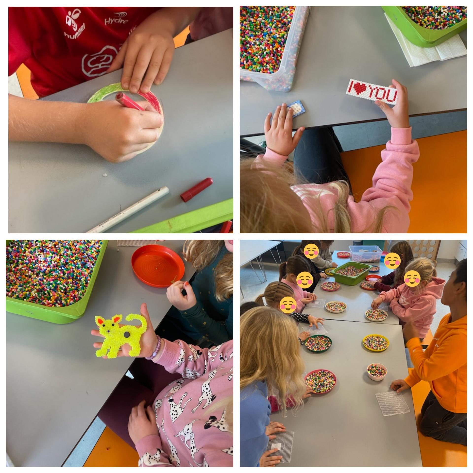 en collage av et barn som lager et ansikt