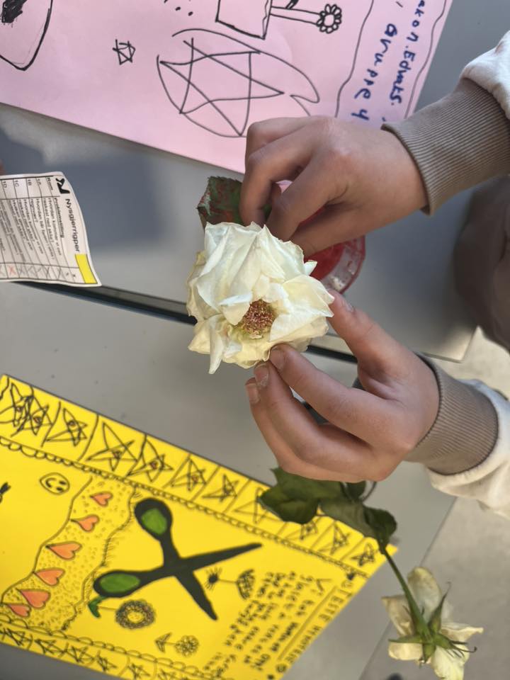 en person som holder en pose med mat