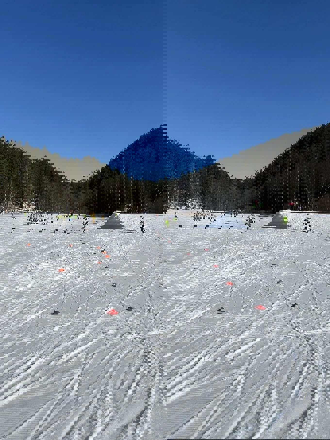 En gruppe mennesker som står på ski på et snødekt fjell